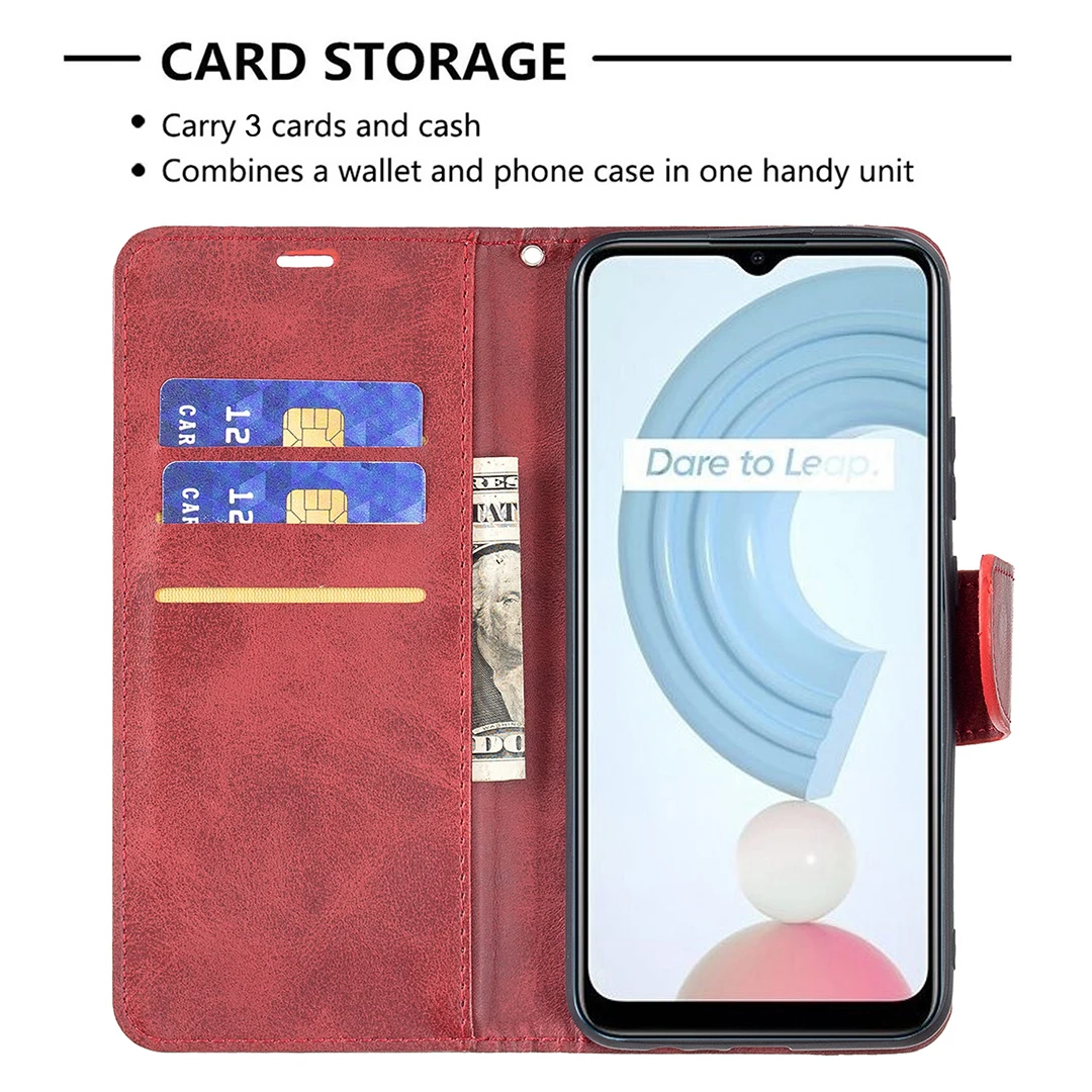 Realme C15 Leather Flip Case For OPPO Realme C21 Case sFor OPPO Realme C12 C15 C20 C25 Coque Magnetic Stand Book Phone Cover