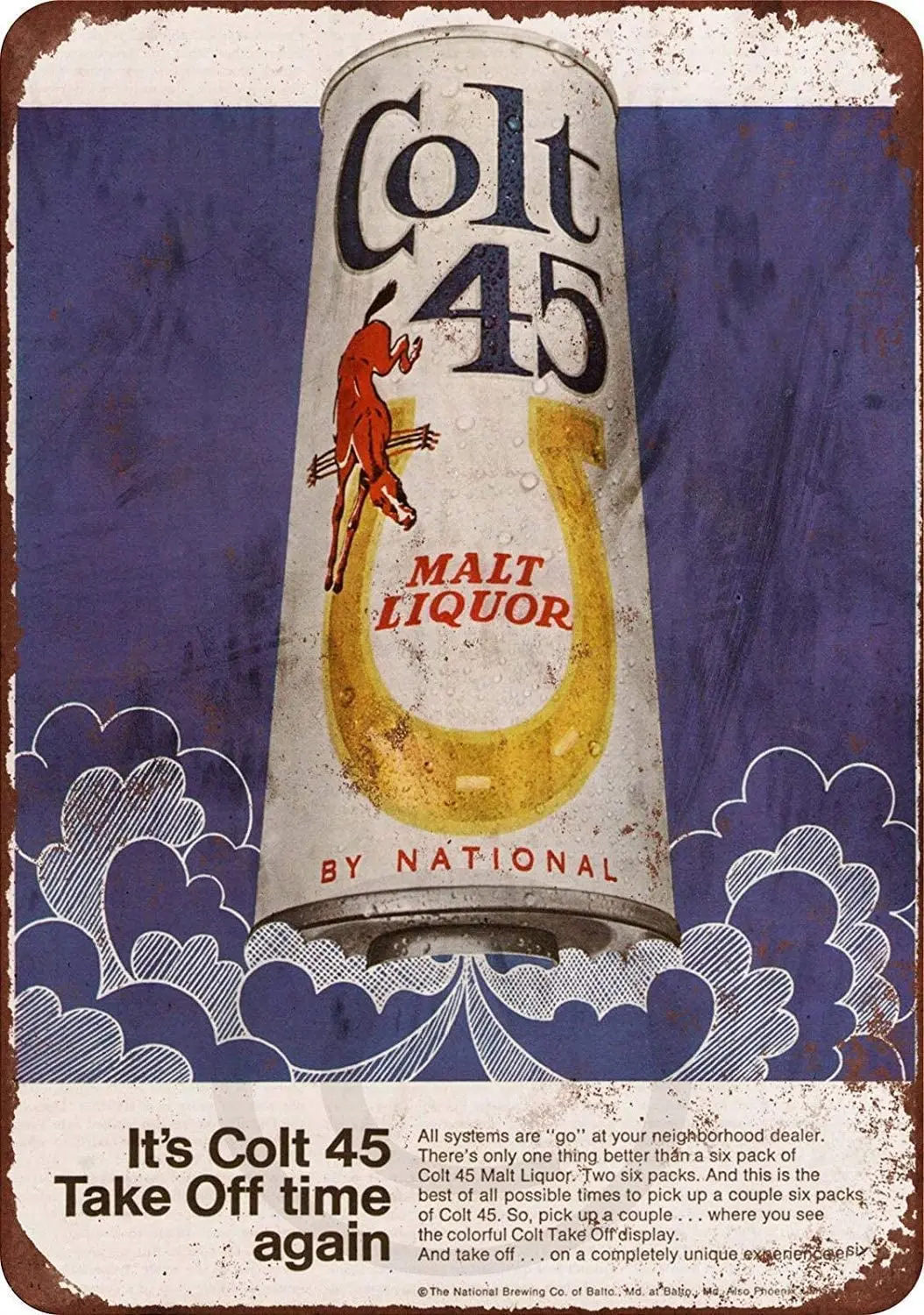 

Lplpol New Tin Sign 1969 Colt 45 Malt Liquor and Moon Rockets Vintage Aluminum Metal Sign 8" x 12"