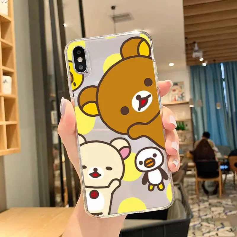 Милый чехол Rilakkumas для телефона iPhone 11 12 Mini 13 Pro XS Max X 8 7 6s Plus 5 SE XR прозрачный |