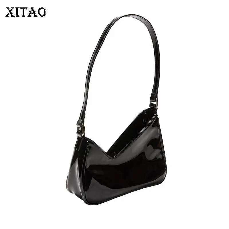 

XITAO Asymmetrical Trapezoidal Shiny Bag Short Shoulder Strap One-shoulder Portable Underarm Baguette 2021 Minority GWJ2023