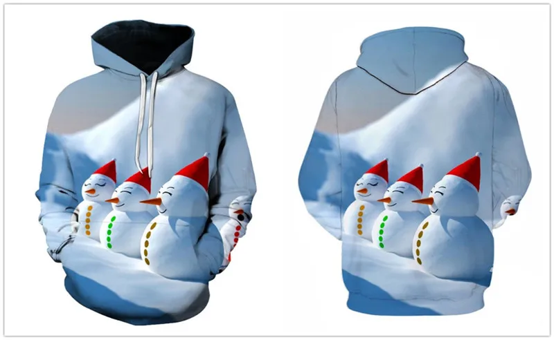 

2021 Men's Fashion Snowman 3d Pattern Hoodie Casual Loose Pullover Harajuku Street Fashion Popular Hoodie