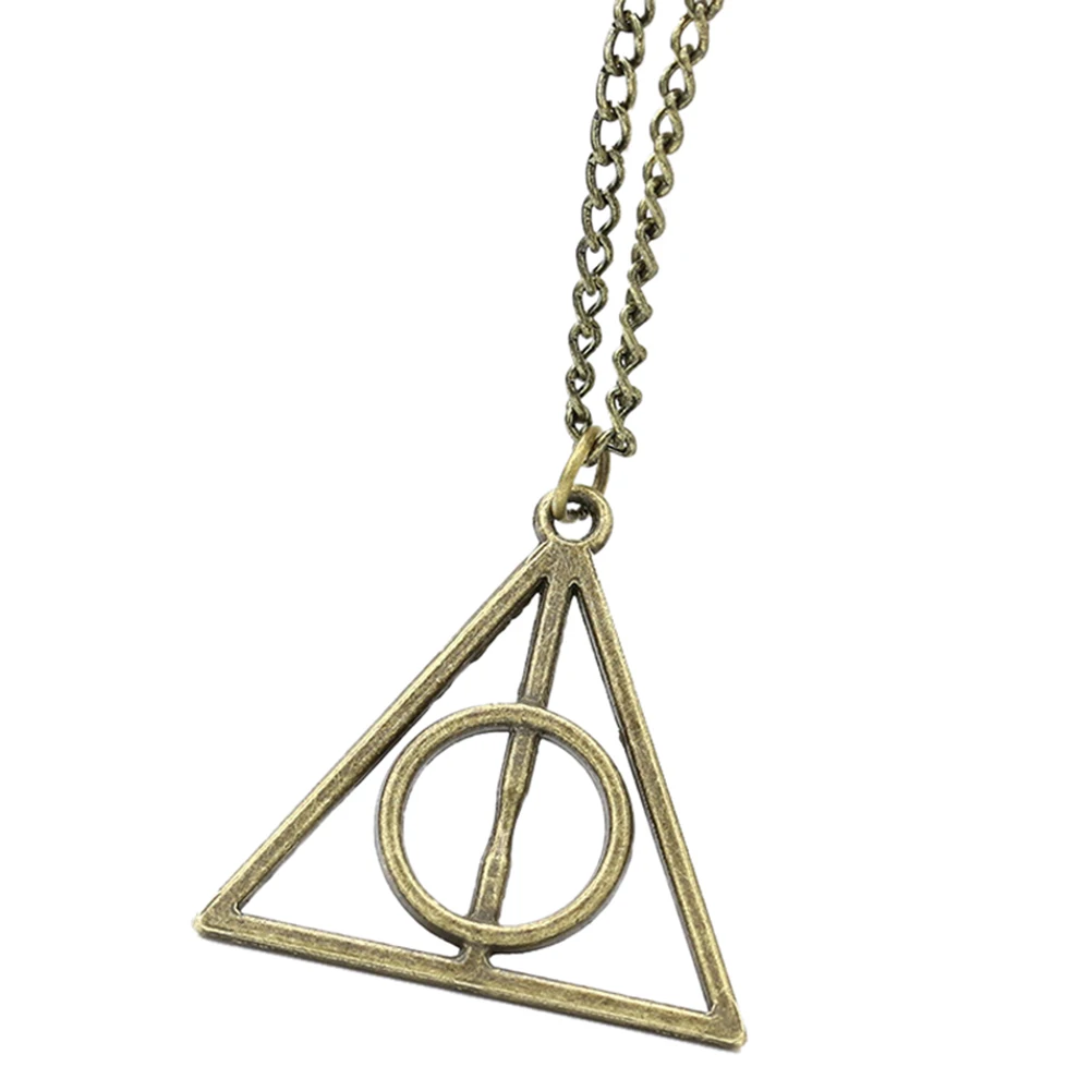 С модным треугольным Луна Дары смерти кулон ожерелье в винтажном стиле Для