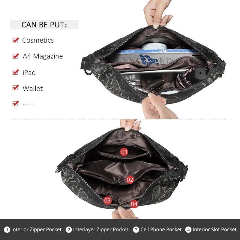 Женская сумка хобо из натуральной кожи с принтом животных|Сумки ручками| |