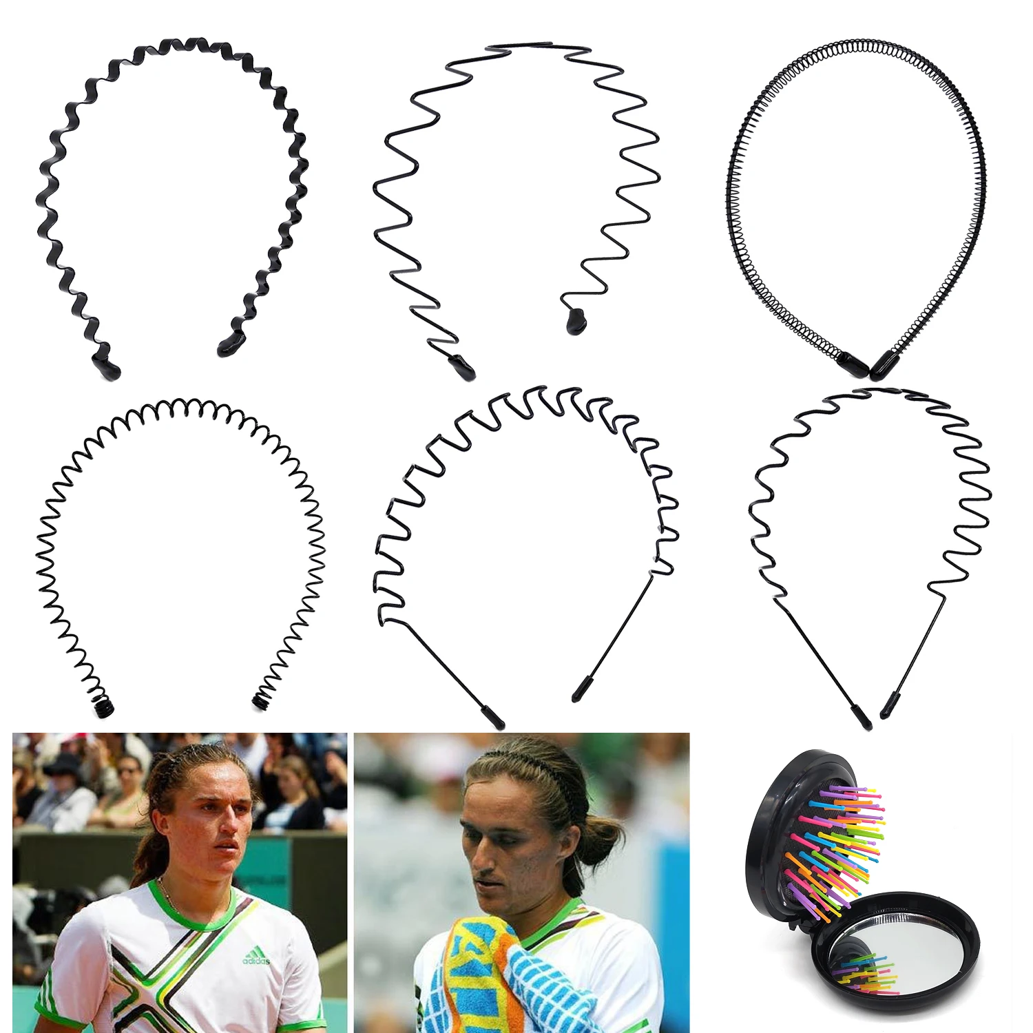 Новинка 6 шт. черные эластичные тонкие жесткие металлические обручи для волос