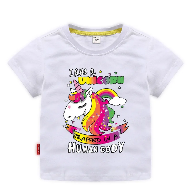 

Boys Girls Short Sleeve T-shirt Unicorn Summer Kids Clothes Bottoming Shirt Baby Half Sleeve Tees Top Casual Fashion Sport Top