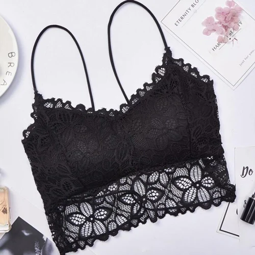 Сексуальные кружева Bralette труба топы бандо Лето Для женщин кружевной бюстгальтер танки топы бандо Жилет для девочек нижнее белье сексуальное женское белье плюс Размеры - Цвет: Backless Black