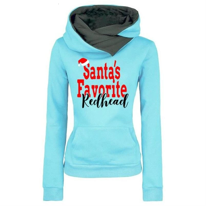

Hoodies For Women Lapel Hooded SANTAS Favorite Letters Sweatshirts Femmes Hoodies Women Cloth Pockets Cotton Thick Girls Street
