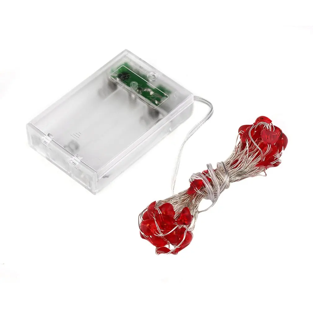 

5M 50LEDs Heart Shape LED String Lights Curtain Fairy Lighting Decorative Light Strings with Battery Box for Party Wedding Decor