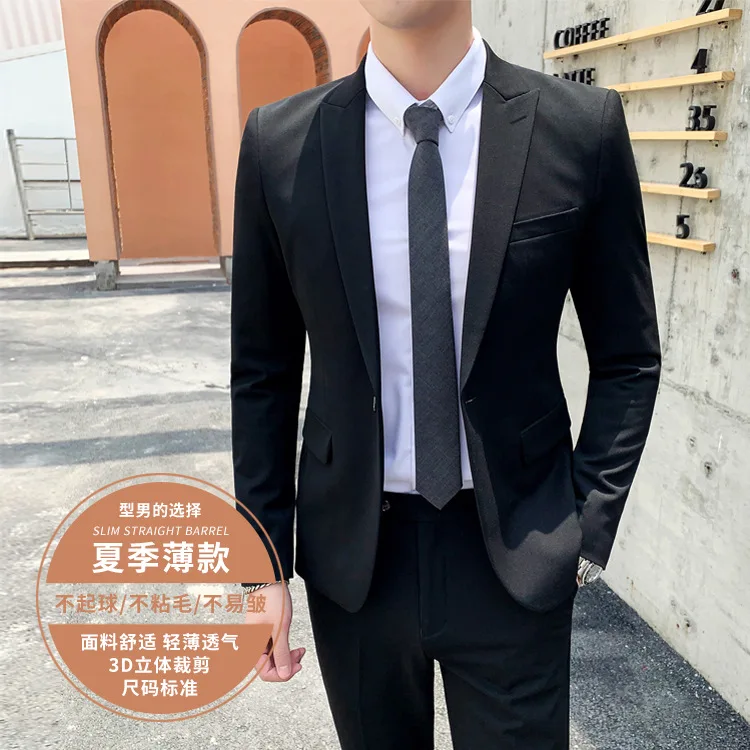 

Summer Thin Business Men's Suit Slim Formal Dress Work Business Dress Graduation Suit Wedding Dress