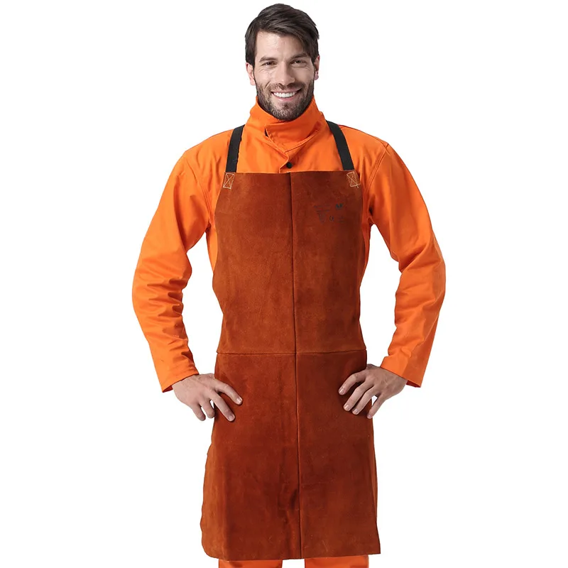 Welding Apron Heat Insulation Split Cow Leather Work Protective Aprons Flame Resistant Welders Workplace Safety Clothing