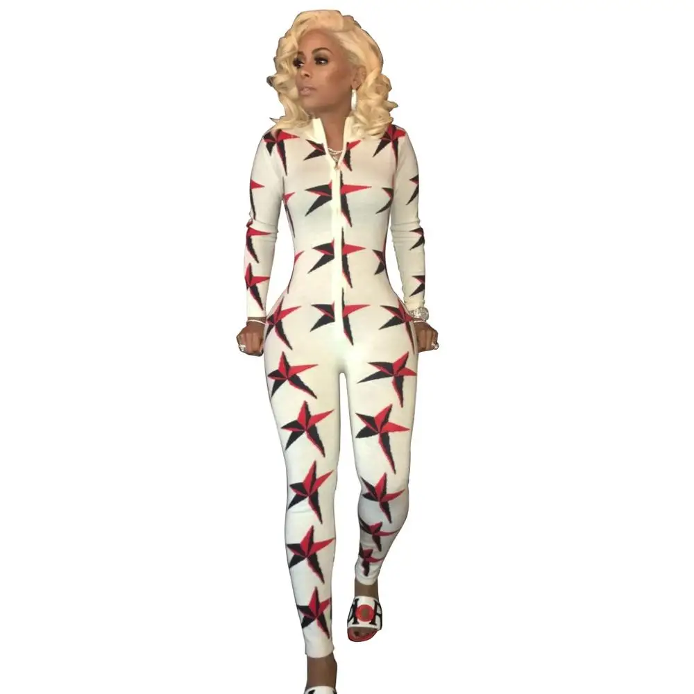 Новинка 2017 года осень и зима горячая мода цифровой принт комбинезон сексуальная