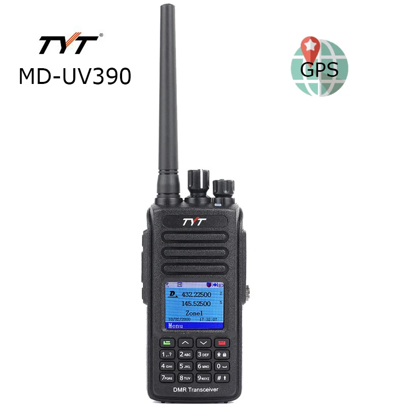 TYT DMR Digital Walkie Talkie MD-UV390 IP67 Waterproof Dual Band UV transceiver GPS Optional Upgrde of MD-390 with Free USB cabl