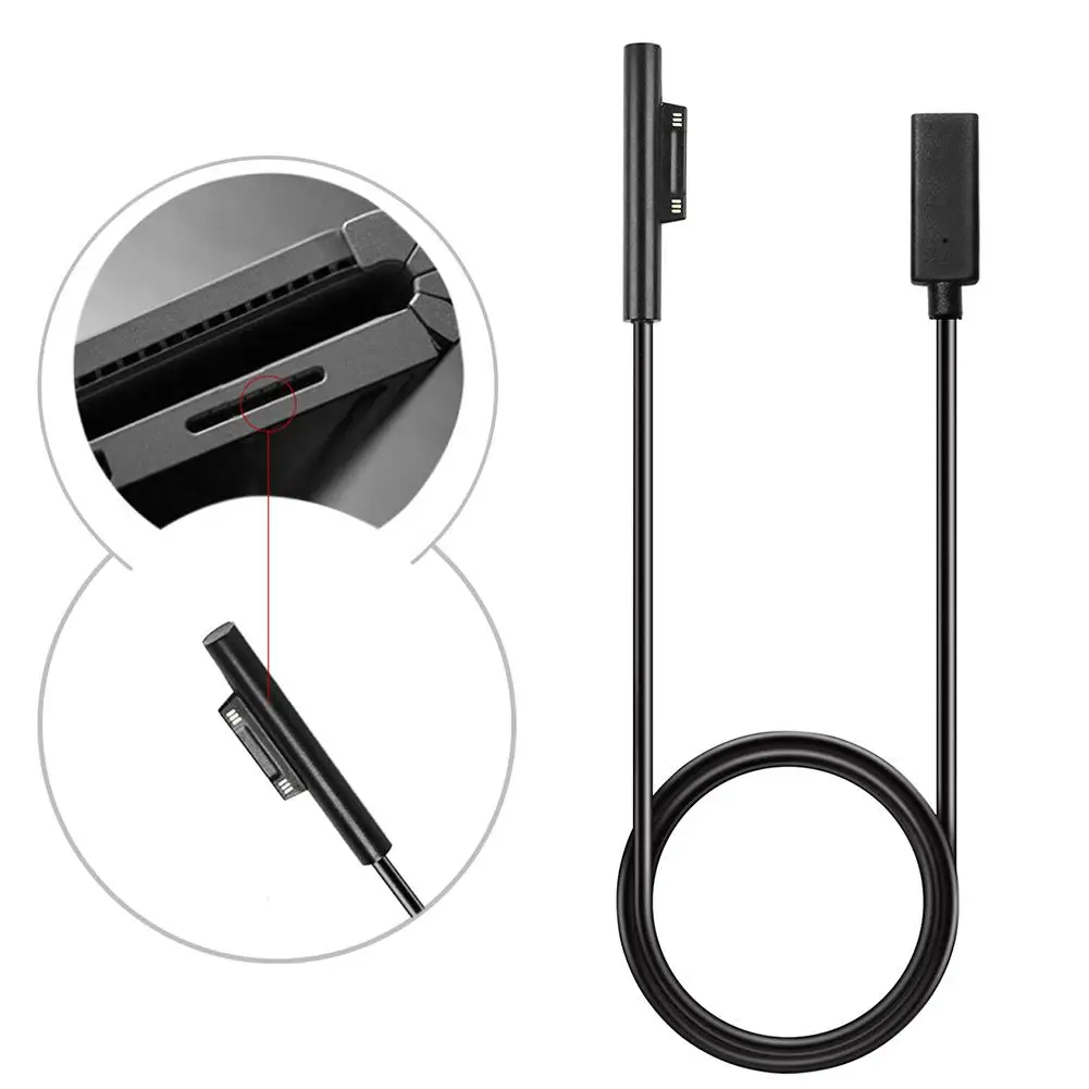 Поверхностное подключение к USB Type C зарядный кабель для Surface Pro 3 4 5 6 Go Book 15V PD