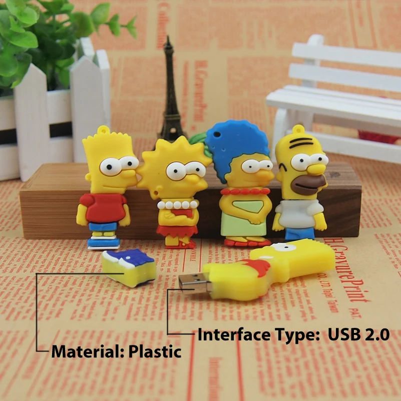 Силиконовая модель Bart Simpson Familly 128MB 32GB 64GB карта памяти USB флешка U диск ручка привод