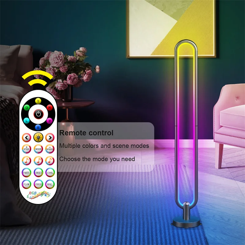 Светодиодная напольная лампа RGB U-образной формы Современная вертикальная умное