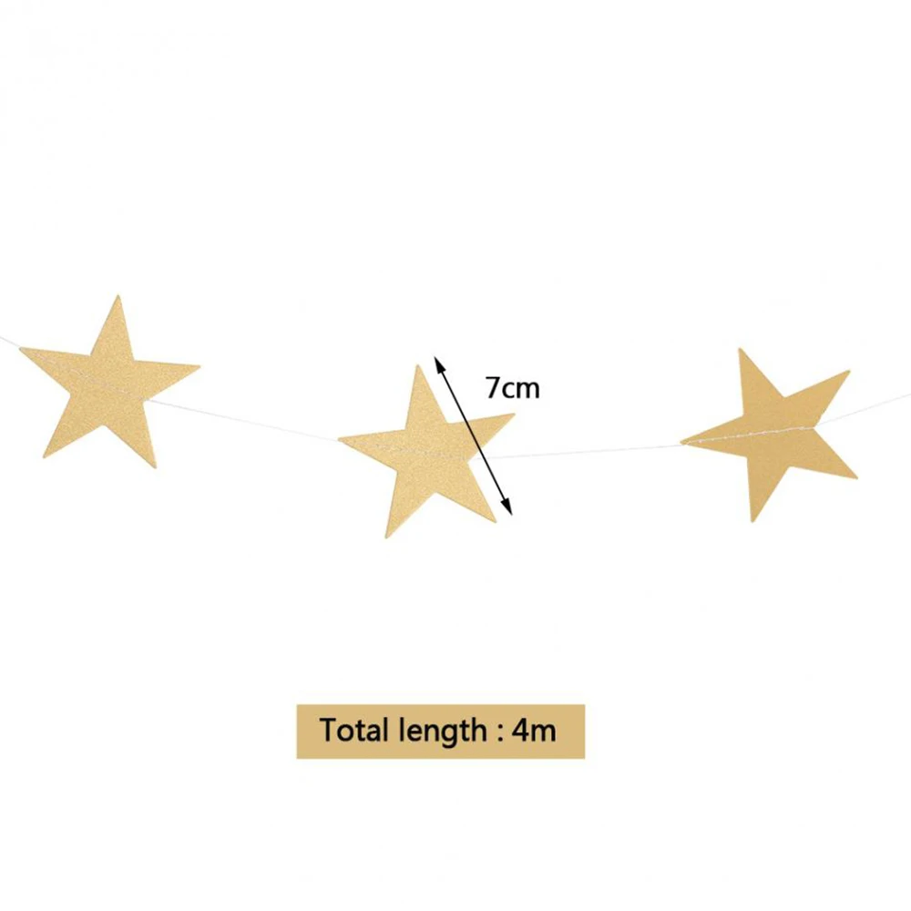1 шт. Золотые Серебряные Звезды Рождество День рождения гирлянда висячие
