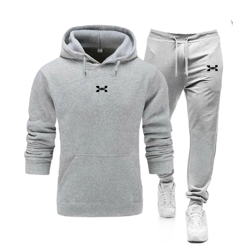 

Fashion Men's Set Korean Style Autumn Winter Elastic Waist Trousers+Long sleeve Pullover Sweatshirt Set Casual Men Clothing Set