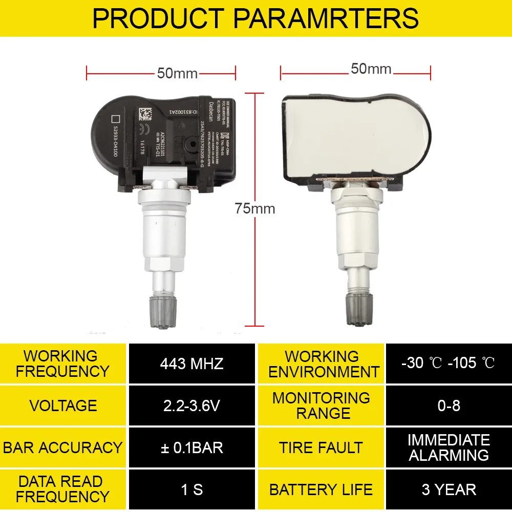 Датчик мониторинга давления в шинах SOPEDAR TPMS 433 МГц 52933-D4100 для KIA Optima Sportage Hyundai Elantra I30