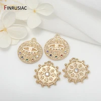 14k real gold plated round pendant accessories for jewellery making handmade diy jewelry craft