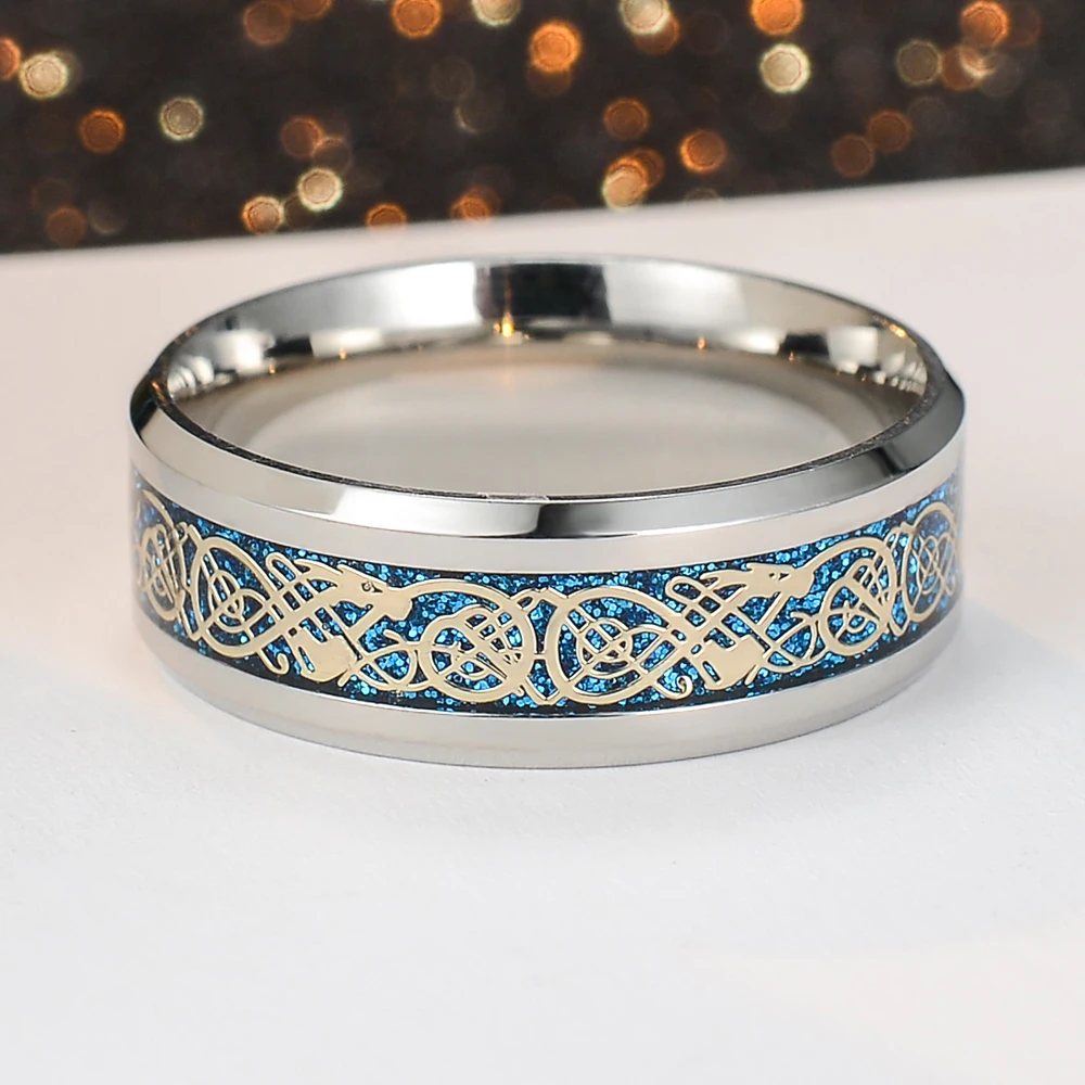 Женское кольцо свадебные аксессуары из титановой стали с узором в виде дракона