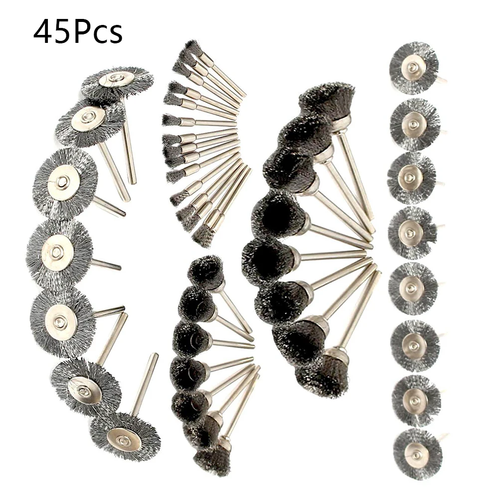 

45pcs Steel Brush Wire Wheel Brushes Die Grinder Rotary Tool Electric Tool For The Engraver Mini Rotary Stainless Steel Wire New