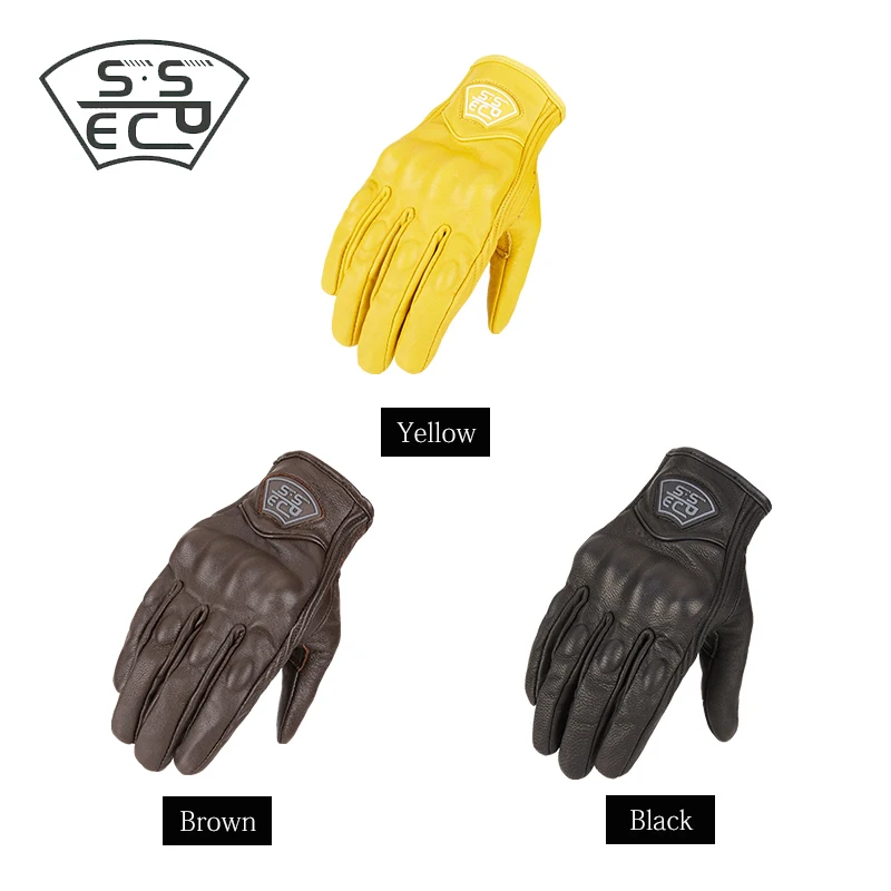 Real Leather Motorcycle Touch Screen Racing Gloves Retro Search Specifications |