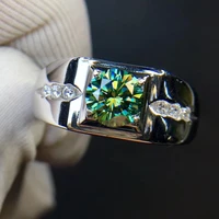 newest man muscular power ring crackling moissanite gem ring jewelry gift size 88 mm shiny better than diamond green color