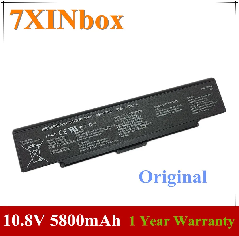 7 xinbox 10,8 V 5800 мА/ч, VGP-BPS9 VGP-BPL9 VGP-BPS10 ноутбук Батарея для sony CR13 CR23 CR33 CR31 CR372 SZ54 VGP-BPS9A/B