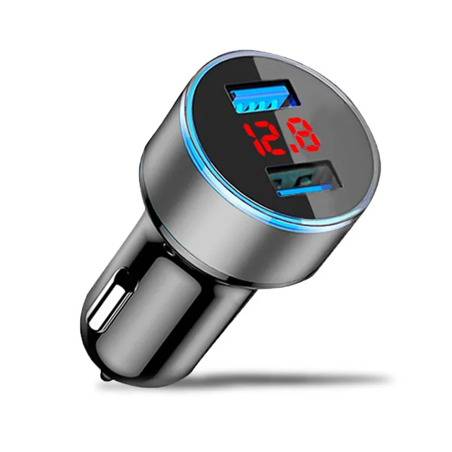 Серебристый Двойной Переходник USB для зарядки в машине светодиодный дисплей 5 в 3.1A Быстрая зарядка Авто USB Универсальное автомобильное зарядное устройство для смартфонов - Название цвета: Серебристый