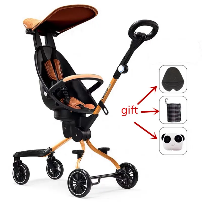 Walking baby stroller foldable lightweight two-way baby stroller four-wheel high landscape children slipping baby artifact