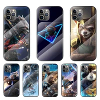 marvel rocket raccoon bear for apple iphone 12 11 8 7 6 6s xs xr se x 2020 pro max mini plus tempered glass cover phone case