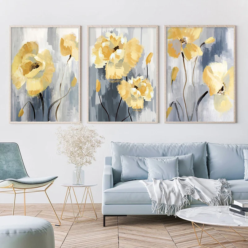 

Abstract Blooming Flowers Posters Still life Canvas Painting Modern Wall Art Print Pictures Interior Living Room Home Decoration