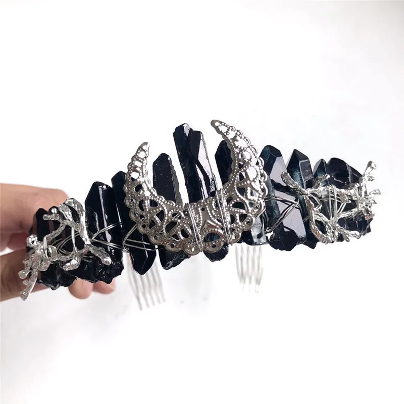 Красочный белый натуральный кварц Кристалл повязка для головы Луна вечерние