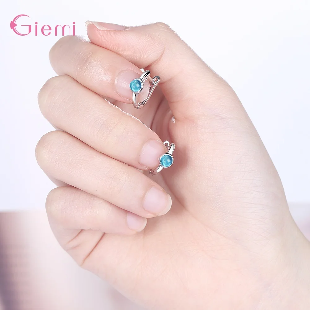 

Attractive New Fashion Jewelry Genuine 925 Sterling Silver Crystal Hoop Earrings For Women Engagement Wedding Fast Shipping