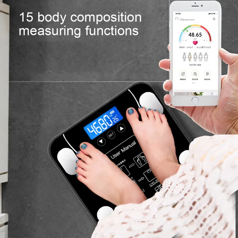 

Body Fat Smart Scales Kitchen Scale Floor Scientific Electronic LED Digital Weight Bathroom Balance Bluetooth APP Android or IOS