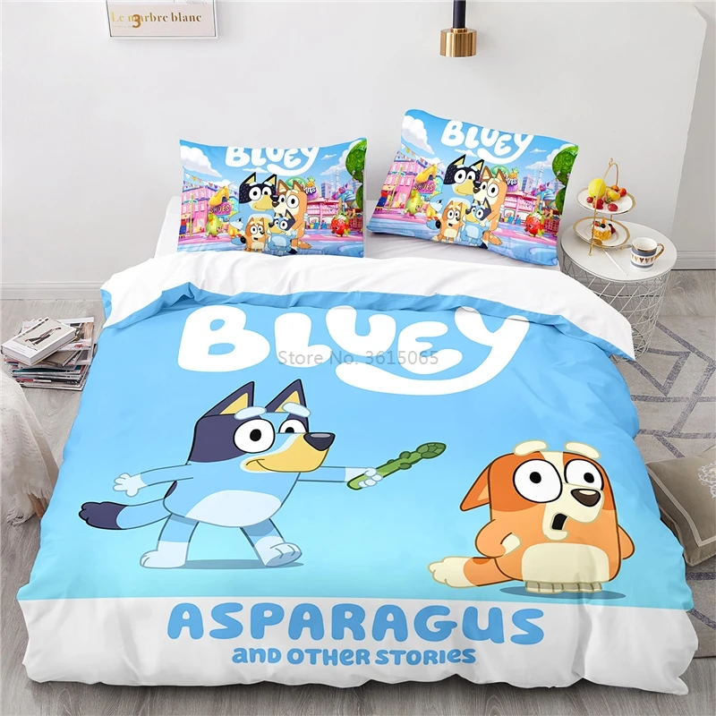 

Cartoon Bluey Dog Family Printed Duvet Cover Set Bedroom Comforter Cover Set with Pillowcase 3d Bedding Set Twin Queen King Size