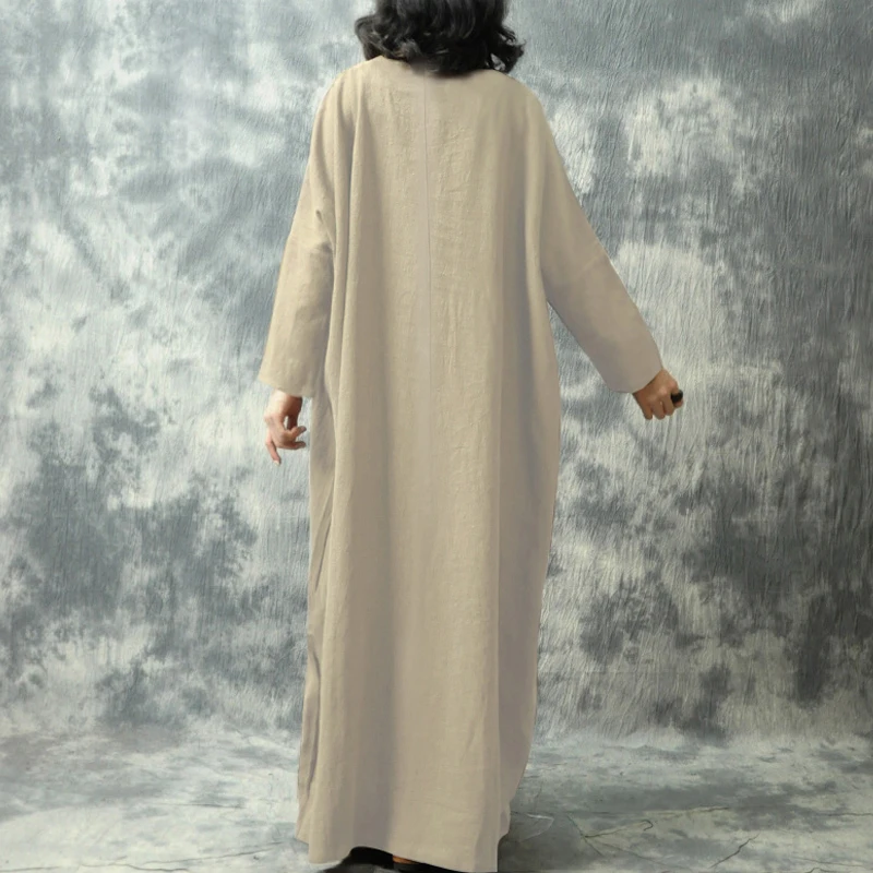 Винтажное платье женское свободное Макси Повседневное с длинными рукавами и