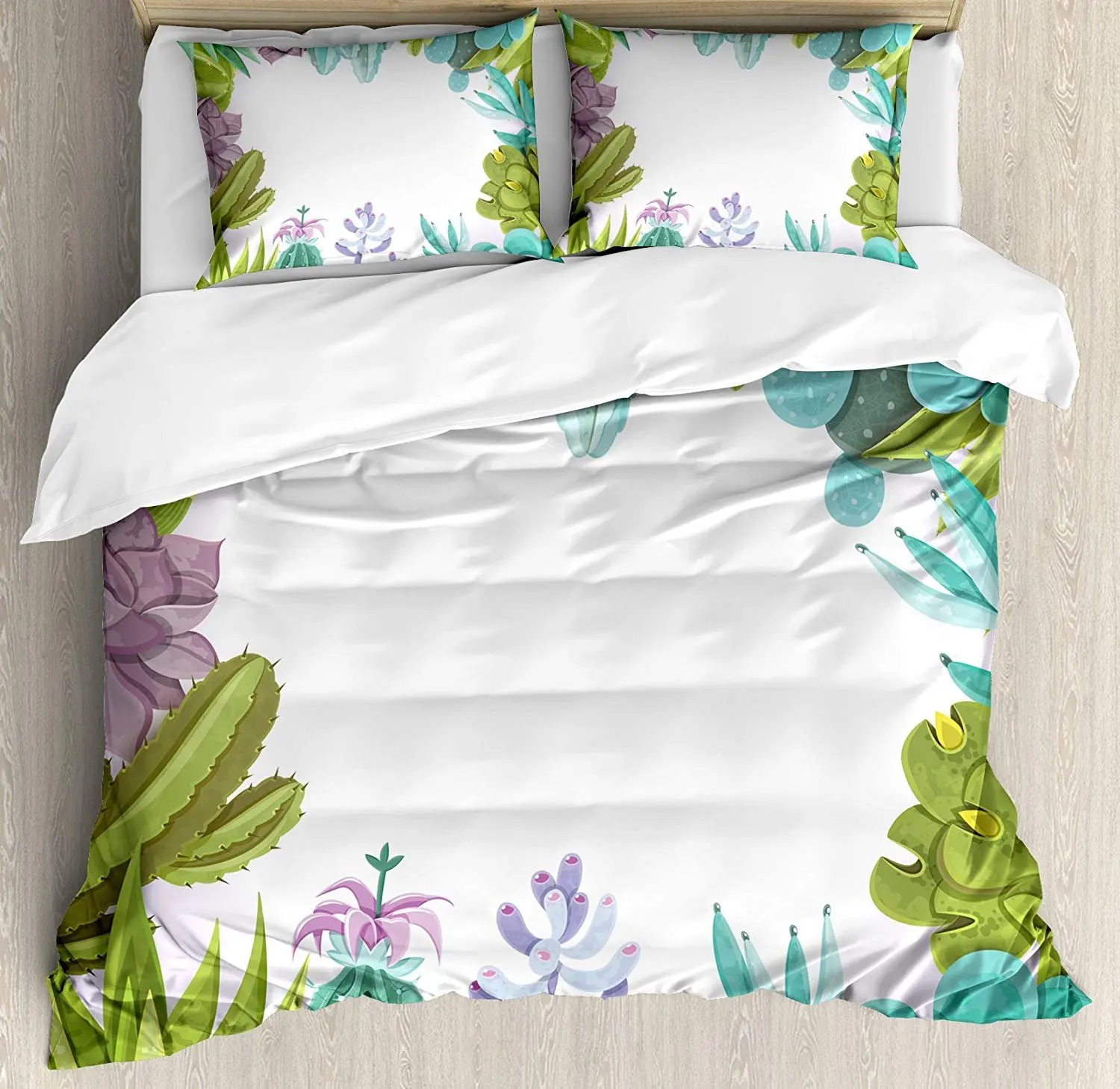 Семейный комплект постельного белья суккуленты разные виды садовая тема