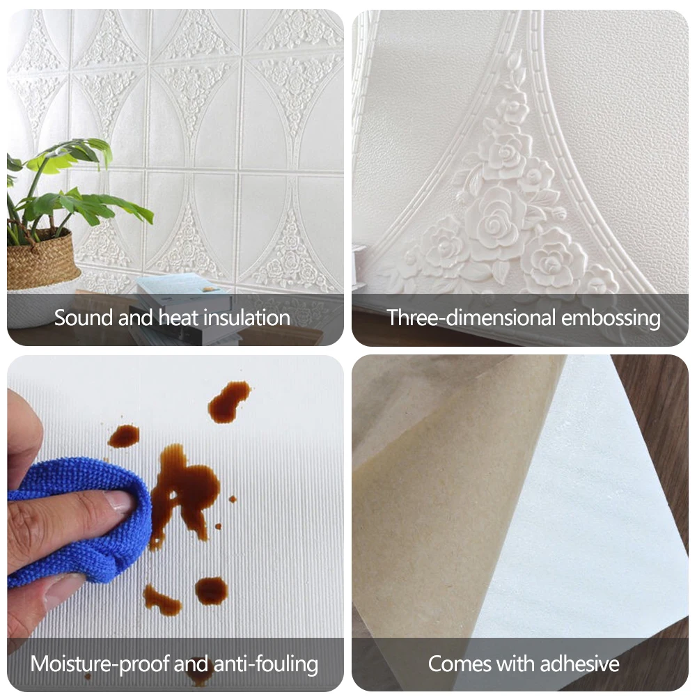 6Pcs Self-Adhesive 3D Brick Sticker DIY Waterproof Foam Wallpaper Kids Room Kitchen Roof Ceiling Background Wall Decals Sticker images - 6