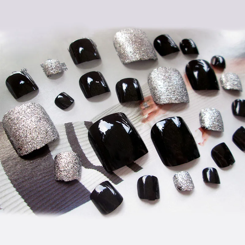 24 шт./компл. 3D накладные носок полностью ногти с клеем для девушек и женщин