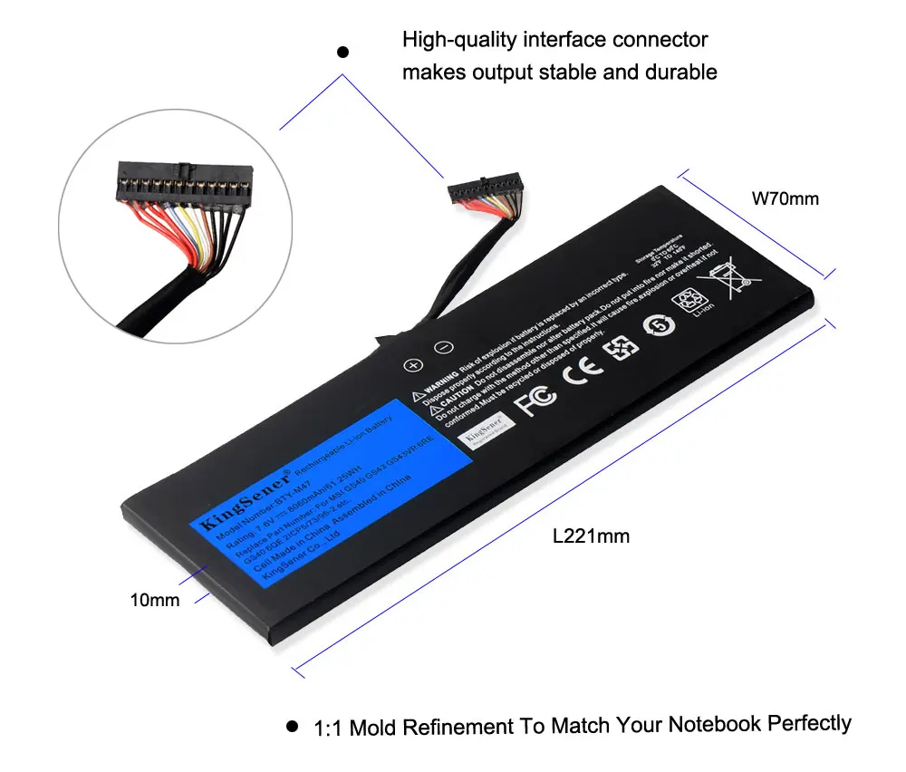 Аккумулятор KingSener для ноутбука MSI GS40 GS43 GS43VR 6RE 6QE 2ICP5/73/95-2 MS-14A3 BTY-M47 7 6 V 8060mAh
