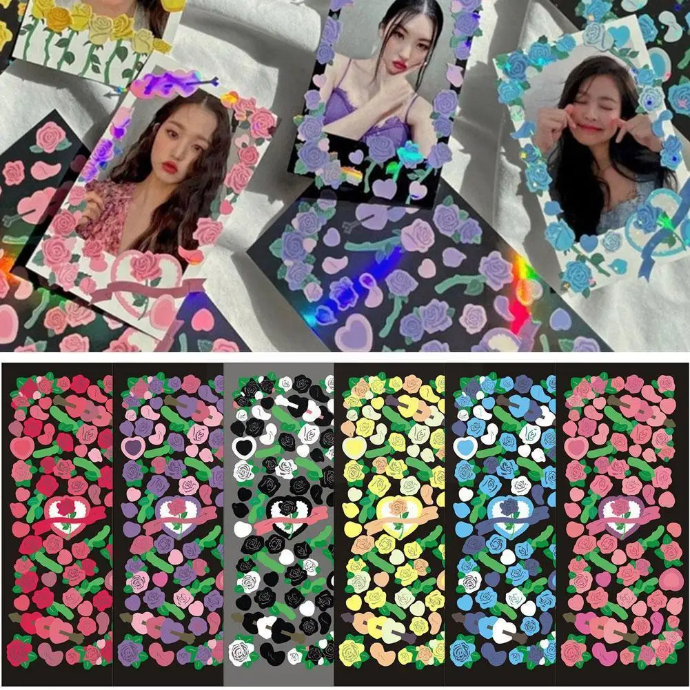 

Flower Rose Stickers Beautiful Shiny Mobile Phone Stationery Card Decorative Diy Sticker Personalized Idol Material Y6f5