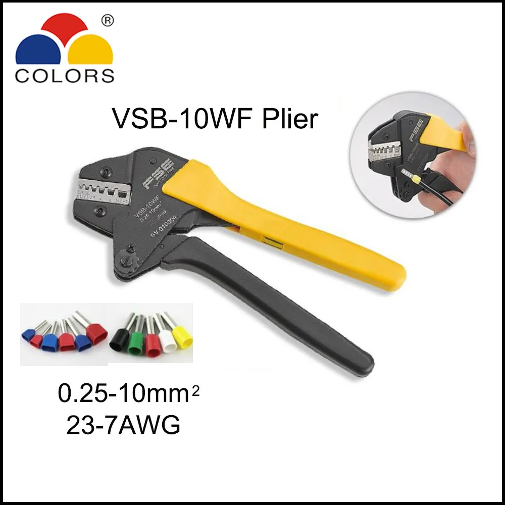 

210 мм игра на трещотке обжимные мини-инструменты ручной плоскогубцы VSB-10WF неизолированные терминала 23-7AWG 0,25-10mm2 VSB-03B VSB-10A