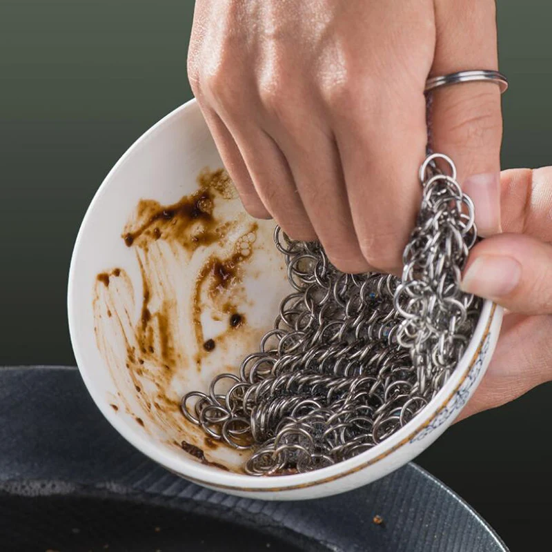 1 шт. Нержавеющая сталь чугун очиститель кольчужные скруббер Кухонной Бытовой