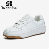 rizabina 2021 ins women sneakers real leather fashion flats shoes woman cross strap casual daily spring lady footwear size 35 40