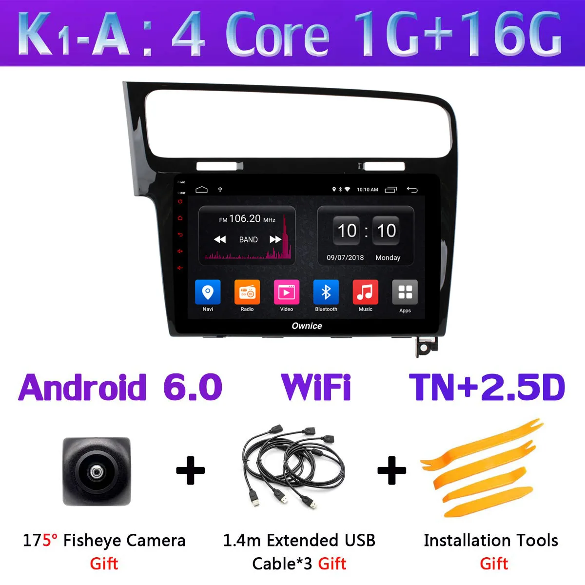 Панорамная камера 360 ° 4G LTE Android 9,0 4G+ 64G DSP CarPlay Автомобильный плеер для Volkswagen Golf 7 MK7 2013- gps радио - Цвет: K1-A