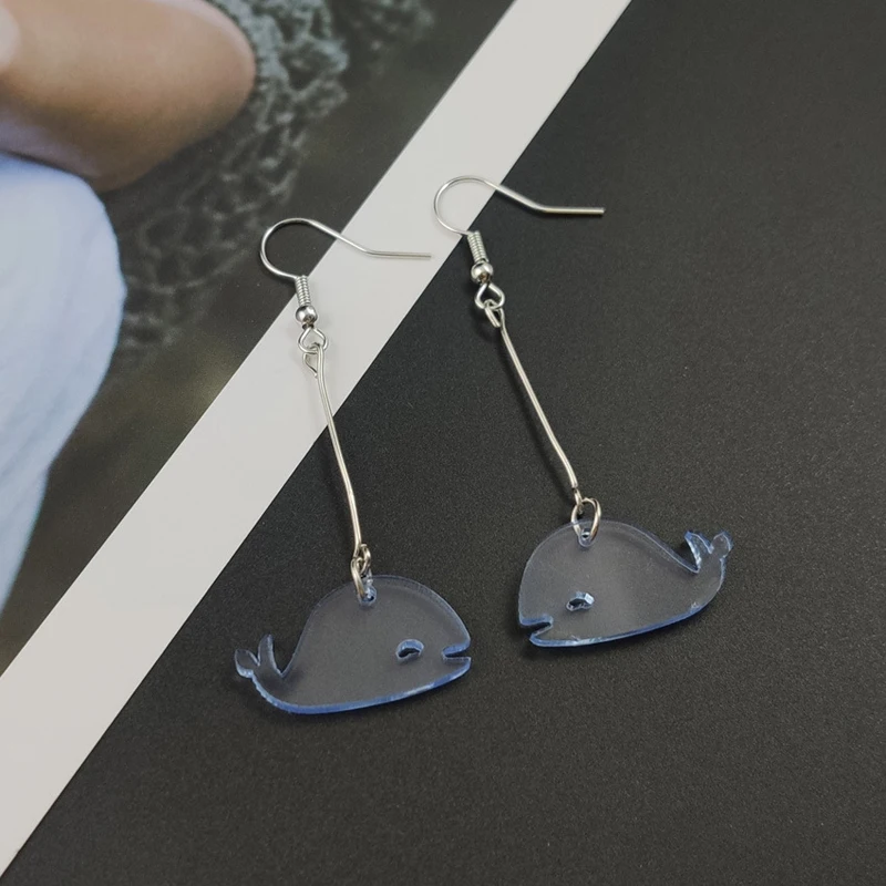 Cute Long Acrylic Dangle Earrings For Women Fish Shape Hanging Drop Earrings Femme Girls Jewelry