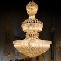 lustre led large gold crystal chandelier lighting modern pendentes chandeliers living room lobby hotel villa engineering
