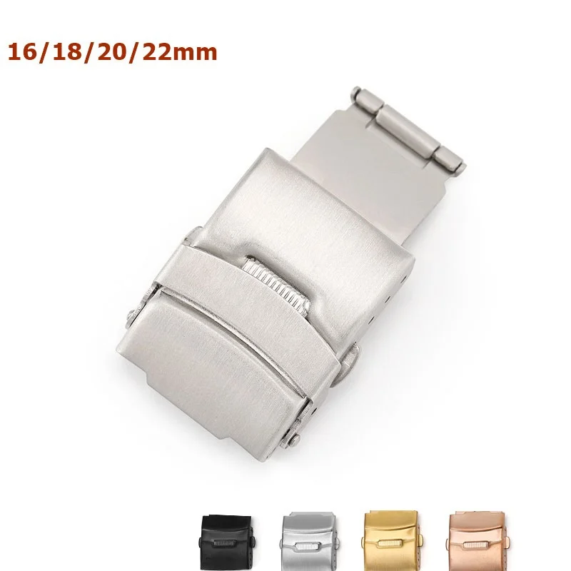 

Stainless Steel Watch Clasp Folding Buckle with Safety Push Button Strap Metal Folding Clasp Accessories 16mm 18mm 20mm 22mm