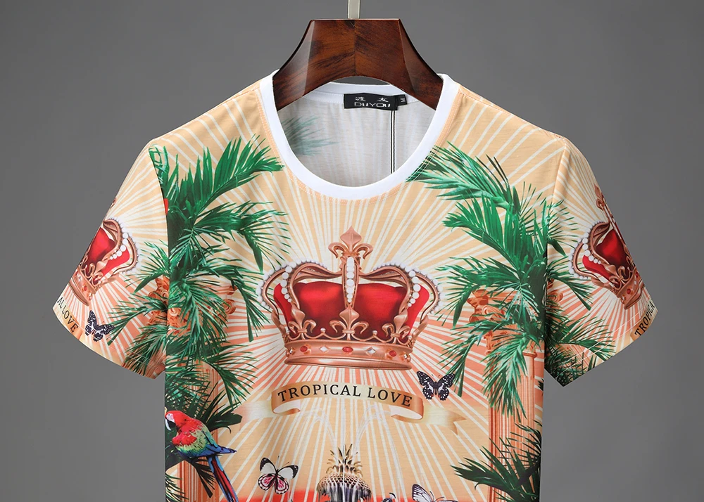 DUYOU Мужская футболка 3D с рисунками изображением цветов и животных футболки